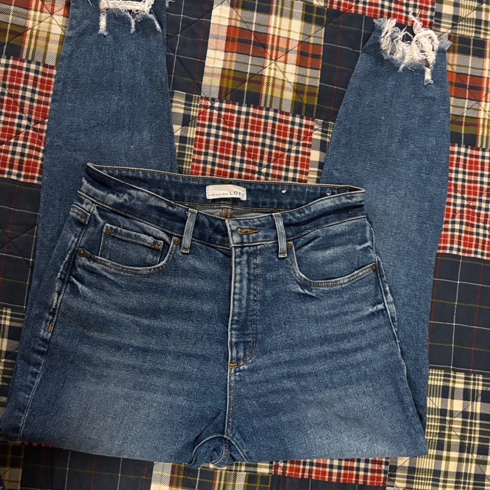 LOFT High Rise Blue Distressed Jeans 6